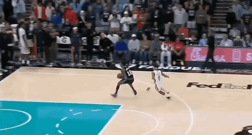 Basketball Game In Front Of FedEx Sign GIF