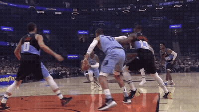 Basketball Game In Front Of Goodyear GIF