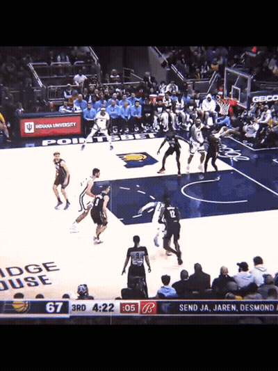 Basketball Game In Front Of Indiana University Sign GIF