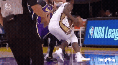 Basketball Game In Front Of NBA League Sign GIF