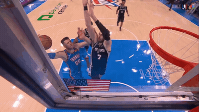 Basketball Game In Front Of Paycom Center Sign GIF