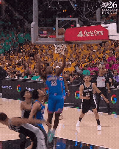 Basketball Game In Front Of State Farm Ad GIF