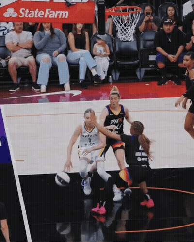 Basketball Game In Front Of State Farm Sign GIF