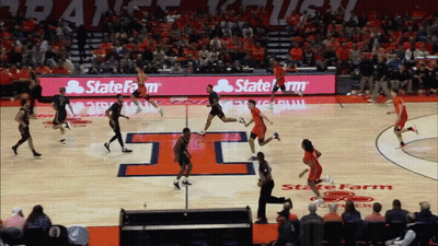 Basketball Game In Front Of Statefarm Sign GIF