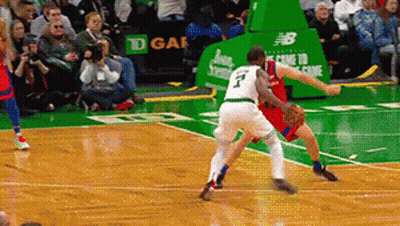 Basketball Game In Front Of TD Gar Sign GIF
