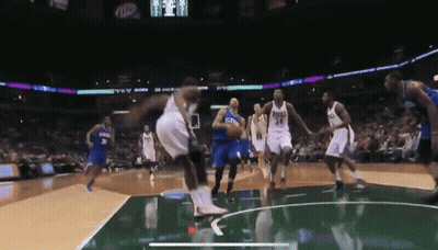 Basketball Game In Stadium With Sign V & V GIF