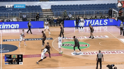 Basketball Game In Stadium With Virtuals Advertisement GIF