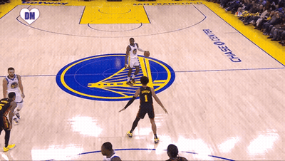 Basketball Game On Court With Chase Center Logo GIF