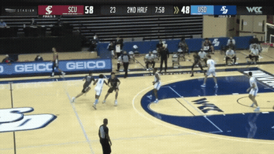 Basketball Game On Court With Geico Sign GIF