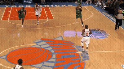 Basketball Game On Court With Knicks GIF