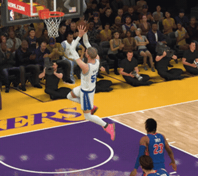 Basketball Game On Court With Lakers GIF