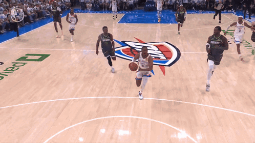 Basketball Game On Court With Oklahoma City Logo GIF