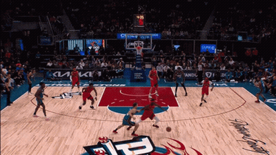 Basketball Game On Court With P Logo GIF