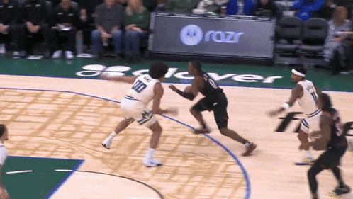 Basketball Game On Court With Razr Banner GIF