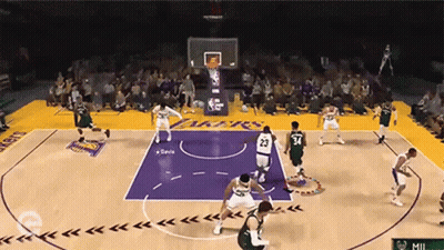 Basketball Game On Lakers Court GIF