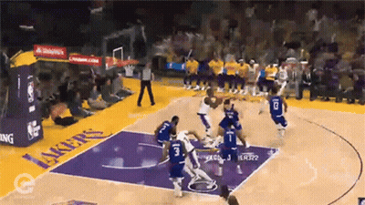 Basketball Game On Lakers Court GIF