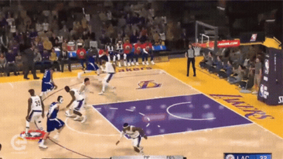 Basketball Game With Lakers Logo GIF