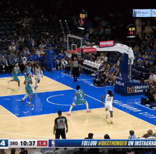 Basketball Game With Midfirst Bank Banner