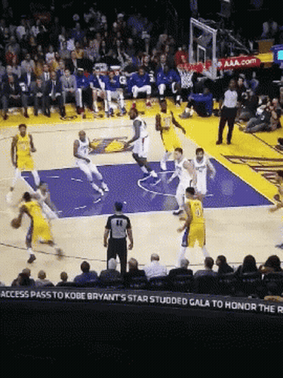 Basketball Game With Pass To Kobe Bryant Banner GIF