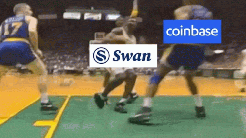 Basketball Game With Swan And Coinbase Logos GIF