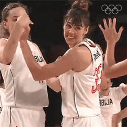 Basketball Girl Olympics Celebration