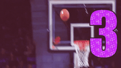 Basketball Going Through Hoop With Number Three GIF
