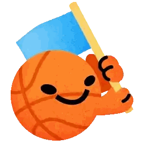 Basketball Holding Blue Flag Smiling Sticker