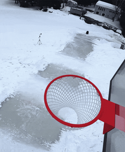 Basketball Hoop In Snow Saying Hoop GIF