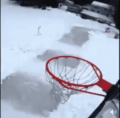 Basketball Hoop In Snow With Sonic The Hedgehog GIF