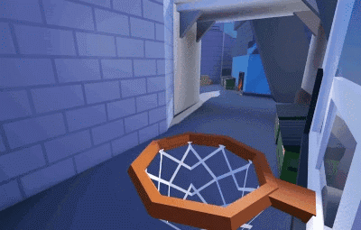 Basketball Hoop In Video Game With Brick Wall GIF