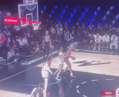 Basketball On Court With State Farm Logo GIF
