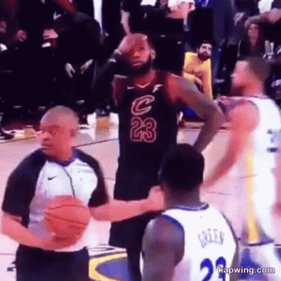 Basketball Player 23 Next To Referee Holding Basketball GIF