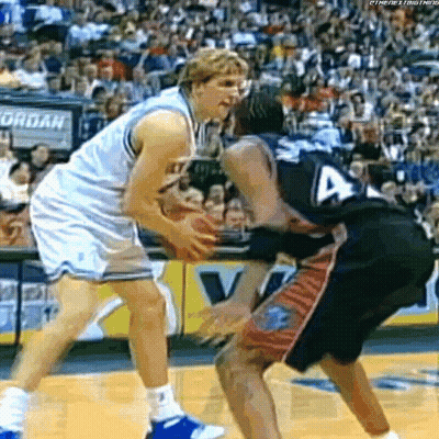 Basketball Player Blocking Shot Number 4 Jersey GIF