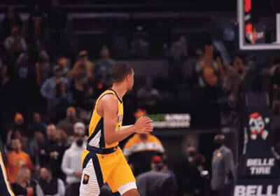 Basketball Player Clapping In Yellow Indiana Jersey GIF