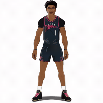 Basketball Player Dribbling As Defender Blocks GIF