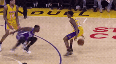 Basketball Player Dribbling Lakers Jersey GIF