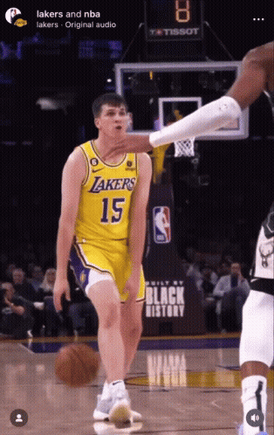 Basketball Player Dribbling Lakers Jersey GIF