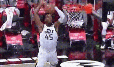 Basketball Player Dunking In White Jersey GIF