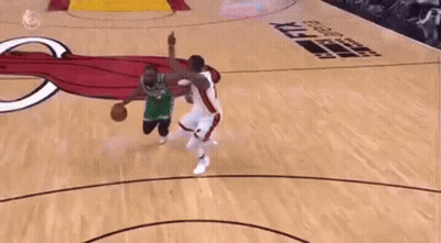 Basketball Player Dunking Over Defender GIF