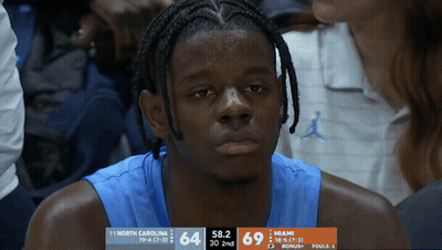 Basketball Player From North Carolina Looking At Scoreboard GIF