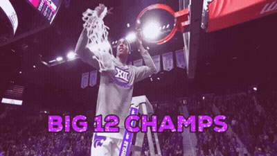 Basketball Player Holding Hoop Big 12 Champs GIF