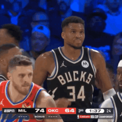Basketball Player In Black Jersey Number 34 GIF