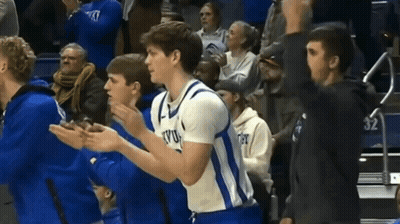 Basketball Player In Blue And White Kyu Jersey GIF