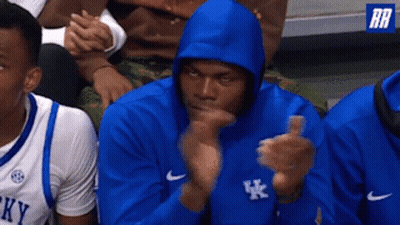 Basketball Player In Blue Hoodie Clapping GIF