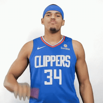 Basketball Player In Blue Jersey Number 34 GIF