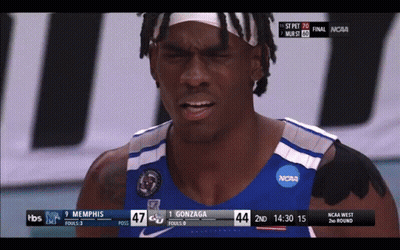 Basketball Player In Blue Jersey Saying NCAA GIF