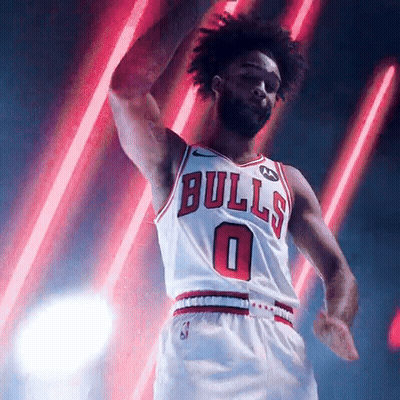 Basketball Player In Bulls Jersey Dancing Neon Light GIF