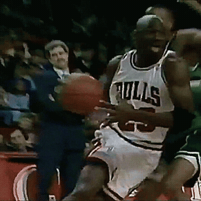 Basketball Player In Bulls Jersey Dribbling GIF