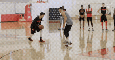 Basketball Player In Bulls Jersey Dribbling GIF