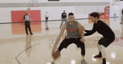 Basketball Player In Bulls Jersey Dribbling GIF